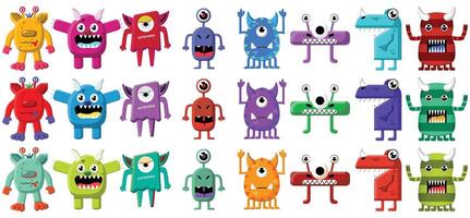 Set of colourful cartoon monsters or aliens isolated on a white background vector