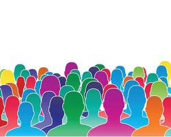 Crowd or group of diverse people standing together poster design element, company diversity concept vector