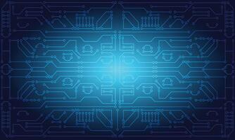 Technology style background, circuitry on a motherboard in a neon blue colour scheme vector