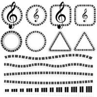 Musical design element, piano roll pattern in various shapes, musical logo graphic design vector