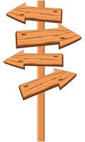 Wooden effect retro Signpost with arrows pointing in different directions, options or career or life choices concept, Cartoon wood texture isolated on a white background vector