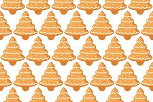 Repeating pattern of stylized orange cupcakes with white icing on a clean background vector