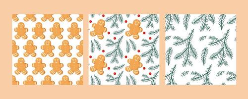 Festive gingerbread patterns and evergreen designs for holiday decoration and crafts vector