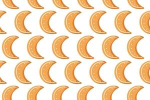 Repeating pattern of orange crescent shapes against a white background for modern design vector