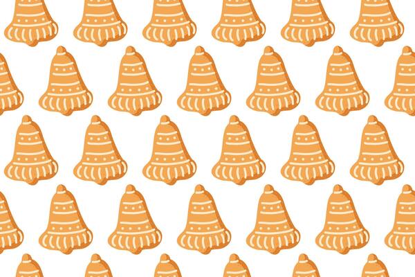 Orange bell patterns arranged in an orderly fashion on a white background