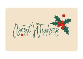 A festive card wishing joy with holly and berries during the Christmas season vector