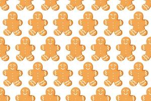 Gingerbread cookie pattern on a white background, perfect for festive decorations and crafts vector