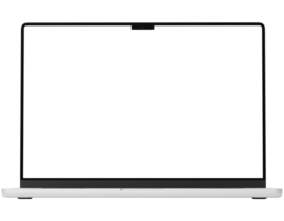 White laptop mockup template. Transparent . Blank screen Frame only. Front style view png