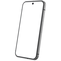 Obsidian android smartphone mockup template. Transparent . Blank screen. Frame only. Isometric png