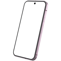 Rose quartz android smartphone mockup template. Transparent . Blank screen. Frame only Isometric png