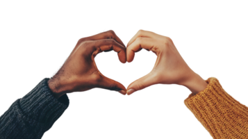 Man and woman hands forming heart shape, symbolizing romantic love connection valentines day isolated on transparent background png