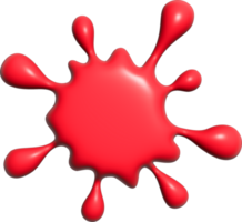 Splash of red paint. Color ink drop. Abstract slime blob illustration. Splat of blood graphic. Decorative 3D render cartoon element png