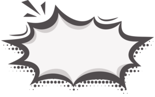 Manga speech bubble. Comic text frame with halftone pop art dotted effect. Balloon chat shape for dialog. Cloud for shock shout and scream action messages. Irregular decoration png