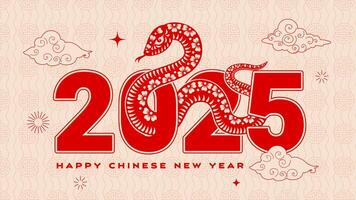 2025 happy Chinese new year banner with red snake vector