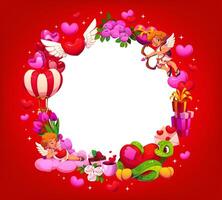 Valentines day frame banner with playful cherubs vector