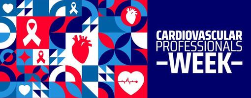 Cardiovascular Professionals Week geometric shape pattern background banner or poster design template. observed every year in February. Holiday concept. vector