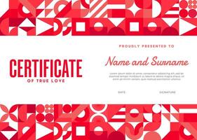 Diploma certificate template with valentines shape vector