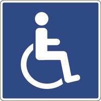 Wheelchair sign. Places intended for people with disabilities. Signage to accessible parking spaces, entrances, restrooms, elevators and other amenities for wheelchair use. vector