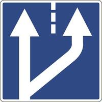 Information sign start additional traffic lane on the right. Warning drivers about the start an additional lane on the right side the road. Additional traffic lane on the right. Road sign. vector