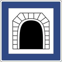 Road sign tunnel. Warns that there is a tunnel ahead where natural light may be reduced, visibility may be limited or traffic conditions may change. vector