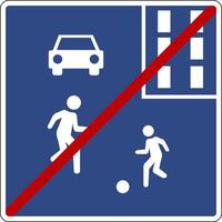 Road sign end residential area. Information sign indicates the end the territory designated as a residential area where special traffic rules were in effect. vector