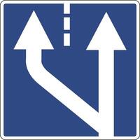 Information sign start additional traffic lane on the left. Warning drivers about the start an additional lane on the left side the road. Additional traffic lane on the left. Road sign. vector