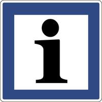 Road sign information point. The information sign warns drivers about the presence an information point nearby where they can get help or information about routes, services, attractions. vector