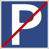 Road sign no parking. Informs drivers that stopping or parking vehicles on the indicated section the road is prohibited. Increases road safety by eliminating chaotic parking. vector