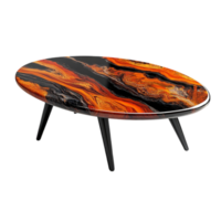 Modern Coffee Table with Orange and Black Design png