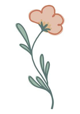 Doodle of simple flower. Hand drawn abstract botanical illustration isolated on white.