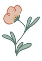 Flower in simple style. Hand drawn abstract botanical illustration isolated on white. vector