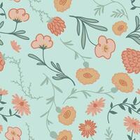 Abstract flowers seamless pattern. Botanical ornament in simple style. vector