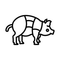 Pork Cuts Line Icon Design vector
