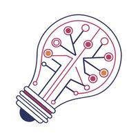 Abstract Circuit Board Icon A stylized circuit board with glowing nodes and flowing lines forming the shape of a light bulb vector