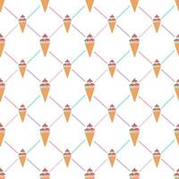 Ice cream cone and chocolate rainbows with Pocky argyle on white background vector