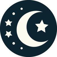 a crescent and star in a circle vector
