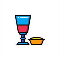 A glass of wine and a bowl of food vector