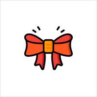 A red bow with a yellow ribbon on it vector