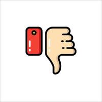 Thumb down icon with a red button vector