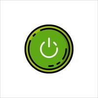 A green button with a power symbol on it vector