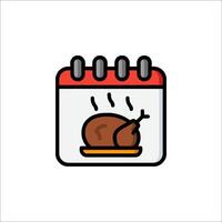 A calendar icon with a turkey on a plate vector