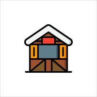A house with a window and a door on a white background vector