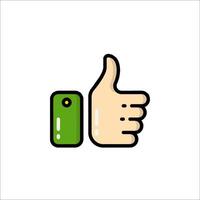 A thumbs up icon with a green button vector