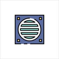 A blue and white square with a window in it vector
