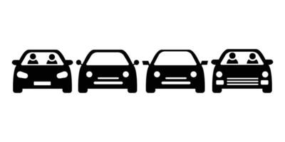 Simple car icon collection isolated on a white background. Front View Flat style illustration. vector