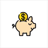 A piggy bank with a dollar coin on top vector