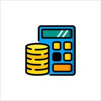 A calculator and a stack of coins vector