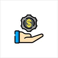 Hand holding dollar coin icon, illustration vector