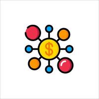 A colorful icon of a dollar sign surrounded by circles vector