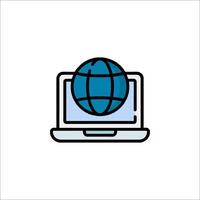 The globe icon on a laptop computer vector